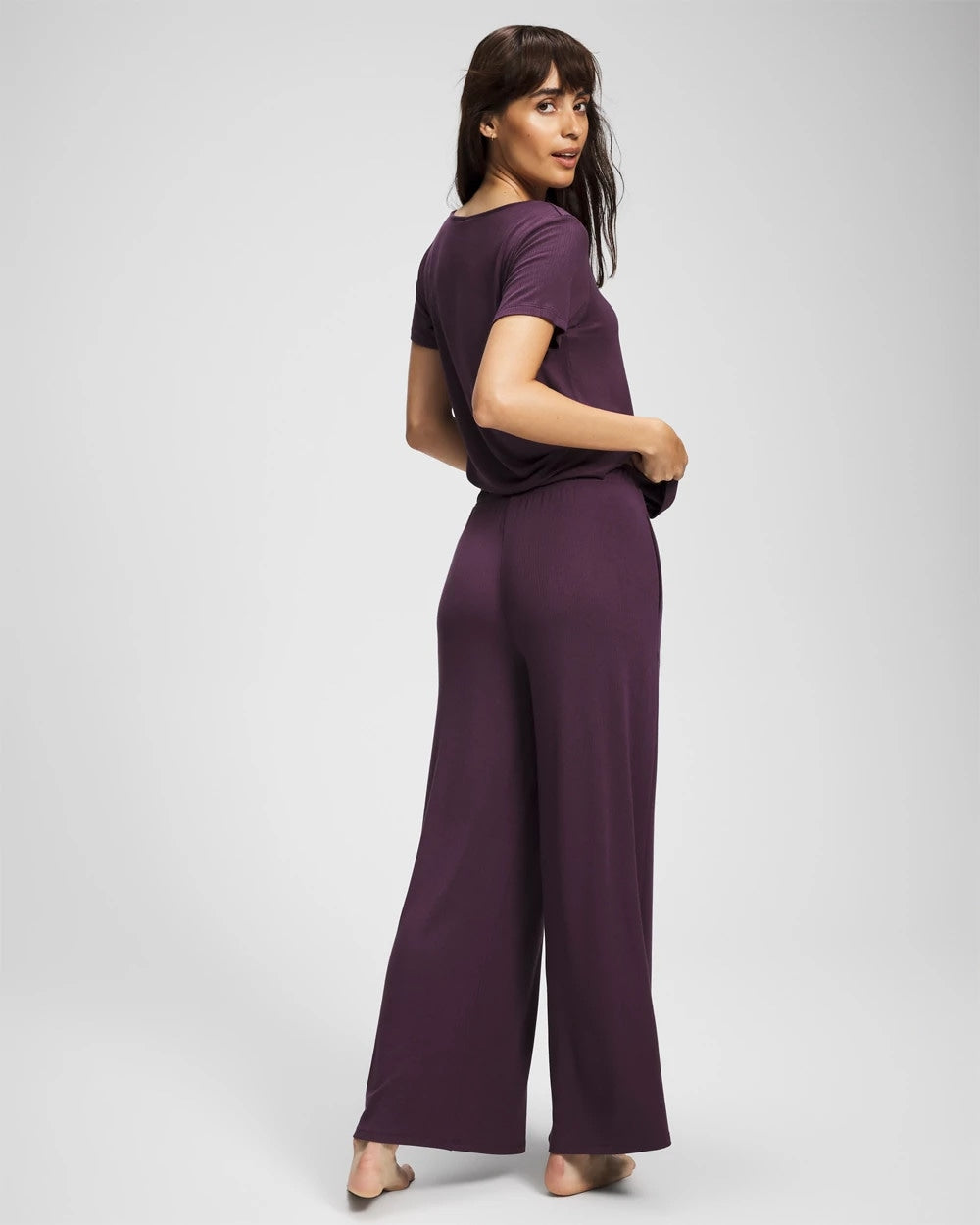 PLUM PERFECT - Lightweight Rib Knit Wide Leg Pajama Pants | Soma