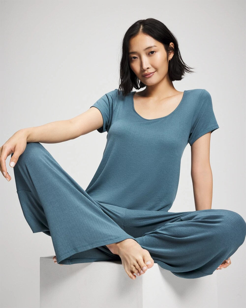 TAPESTRY - Lightweight Rib Knit Wide Leg Pajama Pants | Soma