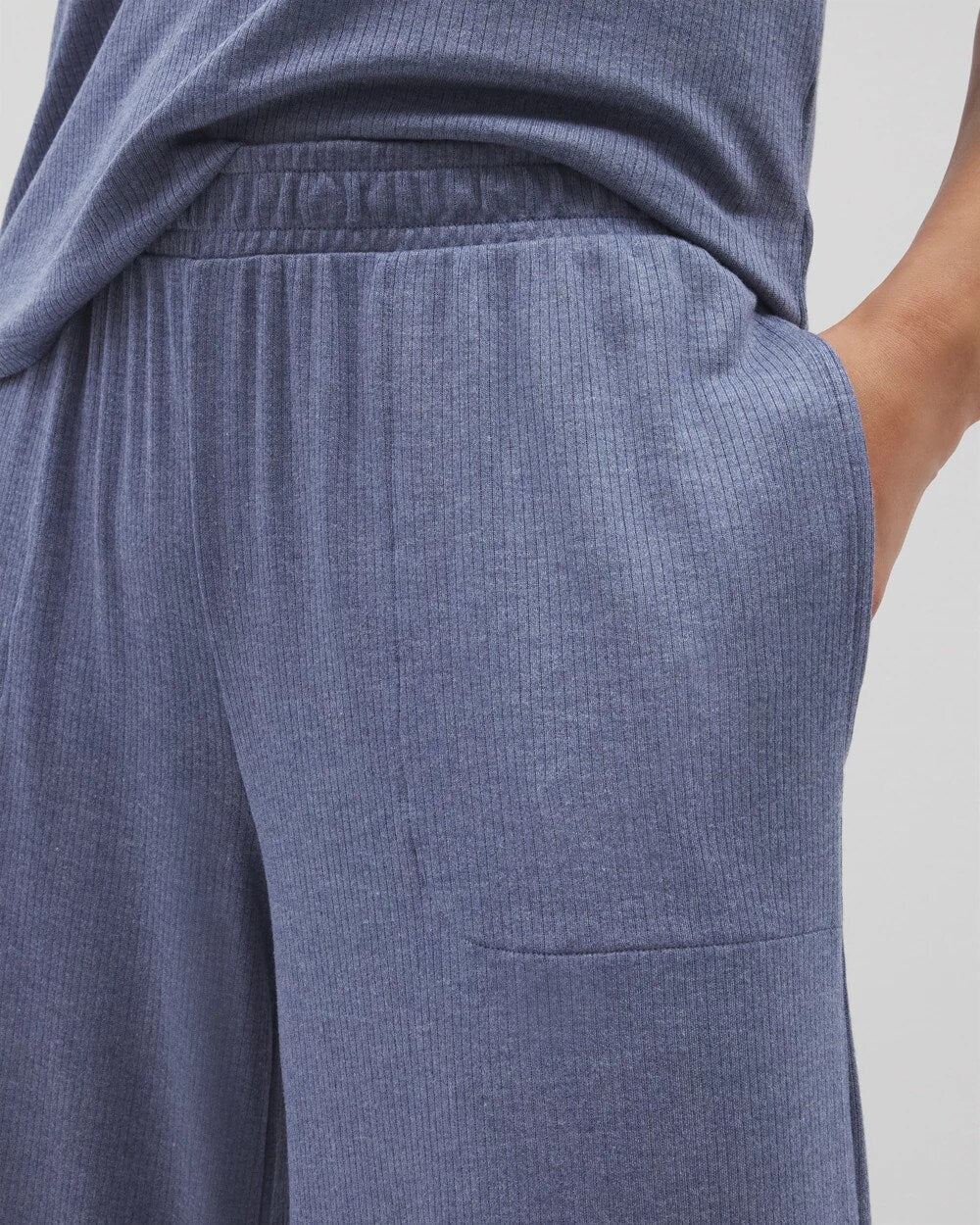 HEATHER DUSK - Lightweight Rib Knit Wide Leg Pajama Pants | Soma