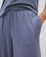 HEATHER DUSK - Lightweight Rib Knit Wide Leg Pajama Pants | Soma