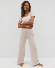 HEATHER BARELY THERE - Lightweight Rib Knit Wide Leg Pajama Pants | Soma