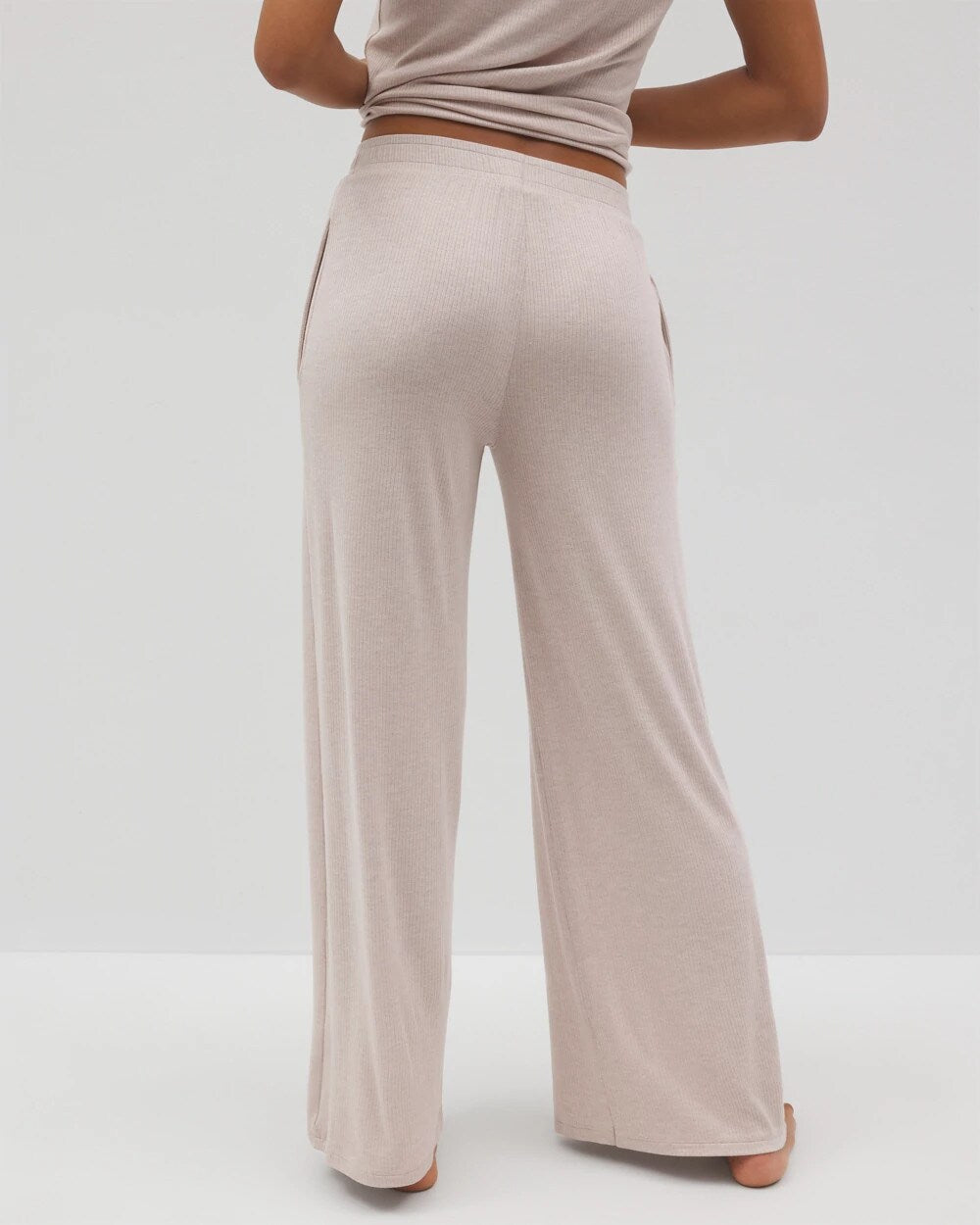HEATHER BARELY THERE - Lightweight Rib Knit Wide Leg Pajama Pants | Soma