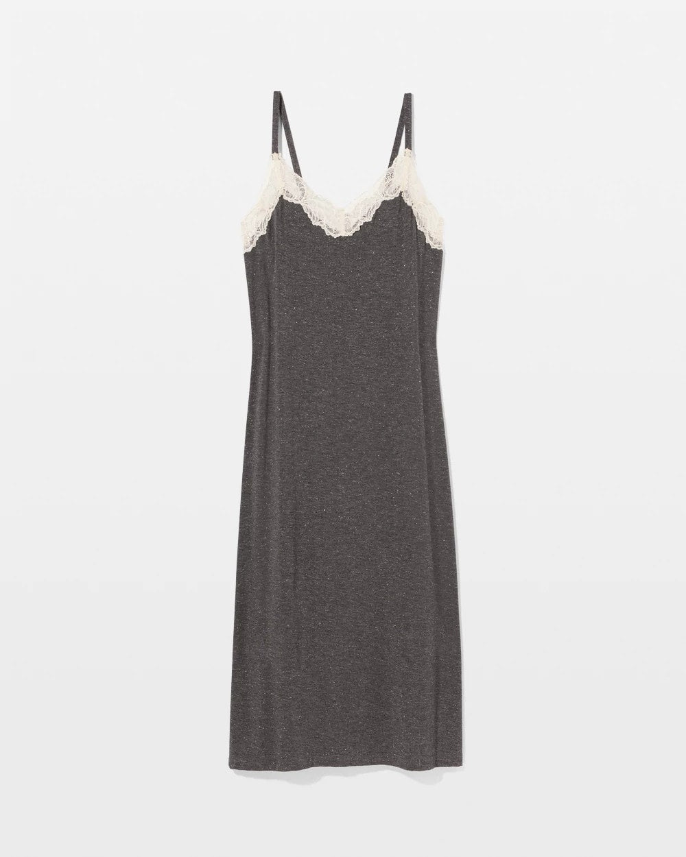 CHARCOAL HEATHER W/ SHINE - Lace Trim Chemise | Soma