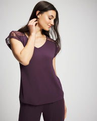PLUM PERFECT - Short Sleeve Lace Pajama Tee | Soma