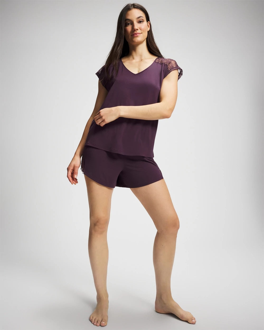 PLUM PERFECT - Short Sleeve Lace Pajama Tee | Soma