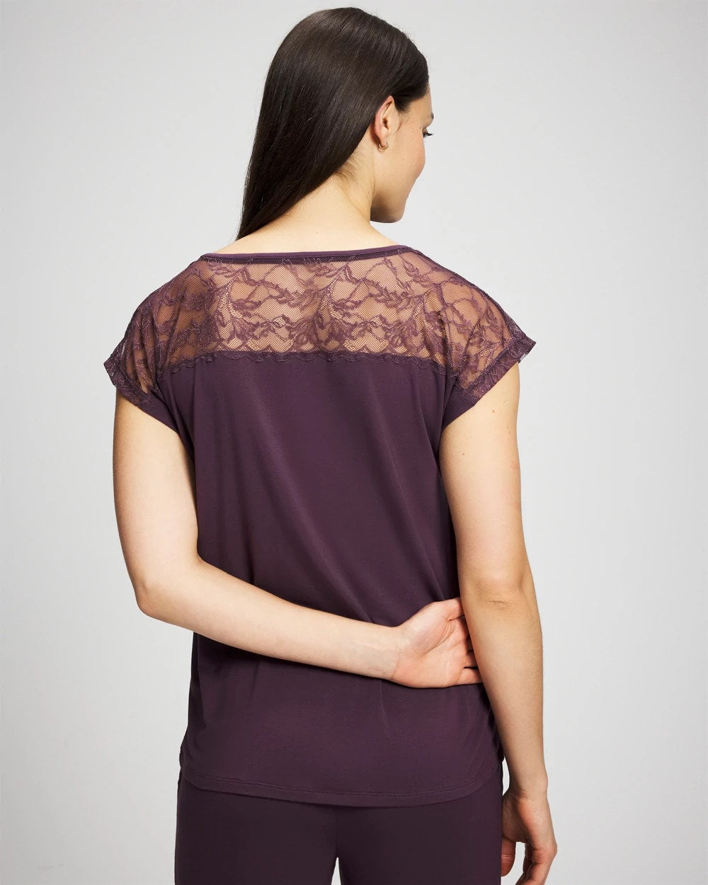 PLUM PERFECT - Short Sleeve Lace Pajama Tee | Soma