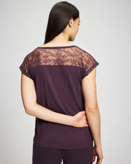 PLUM PERFECT - Short Sleeve Lace Pajama Tee | Soma