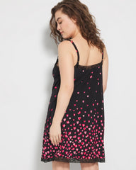 FLOATING HEARTS BDR BLK R - Lace Trim Chemise | Soma