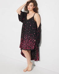 FLOATING HEARTS BDR BLK R - Lace Trim Chemise | Soma