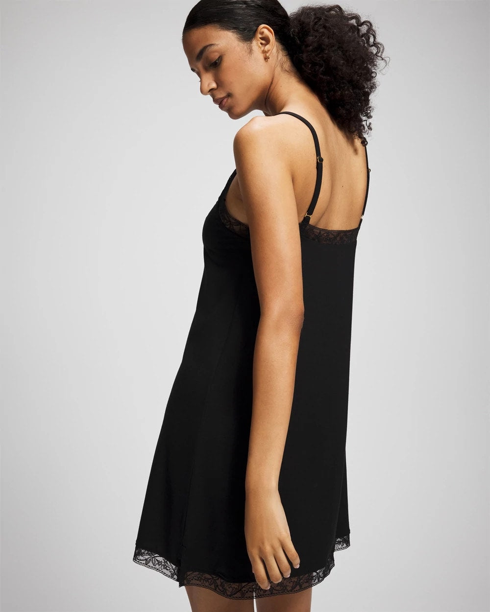 BLACK - Lace Trim Chemise | Soma