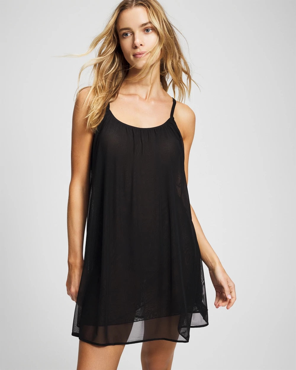 BLACK - Mesh Ruched Chemise | Soma