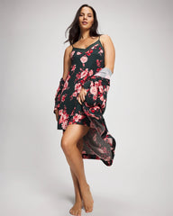 COTTAGE FLORAL GREEN - Mesh Trim Chemise | Soma