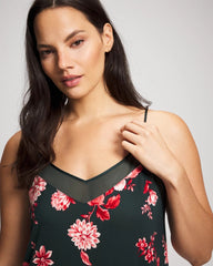 COTTAGE FLORAL GREEN - Mesh Trim Chemise | Soma