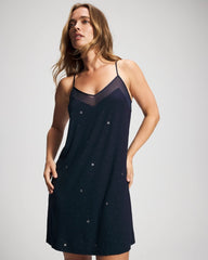 SILVER DEW DROP/NAVY - Mesh Trim Chemise | Soma