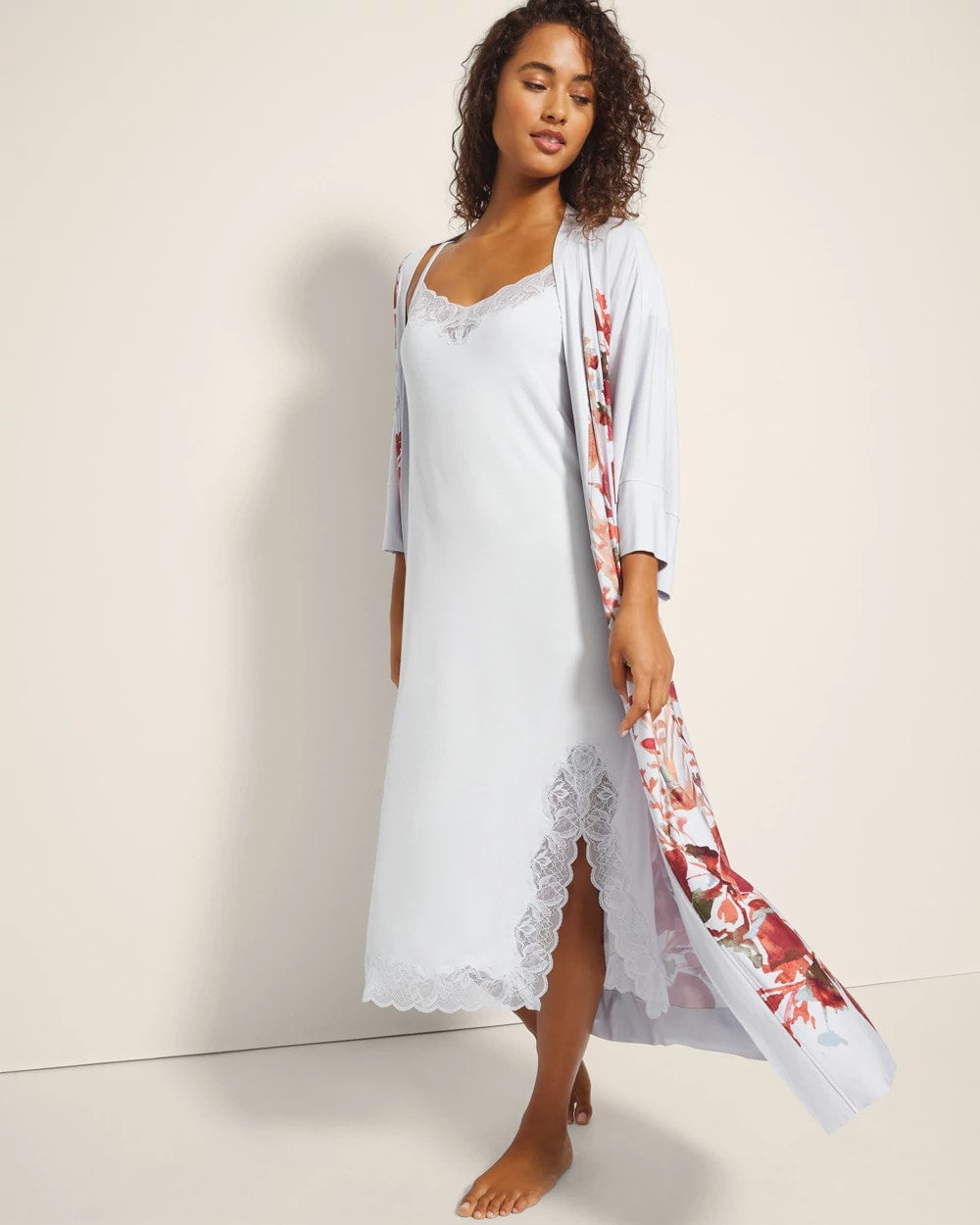 BLUE MIST - Lace-Trim Midi Gown | Soma