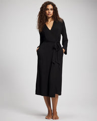 BLACK - Long Robe with Lace | Soma