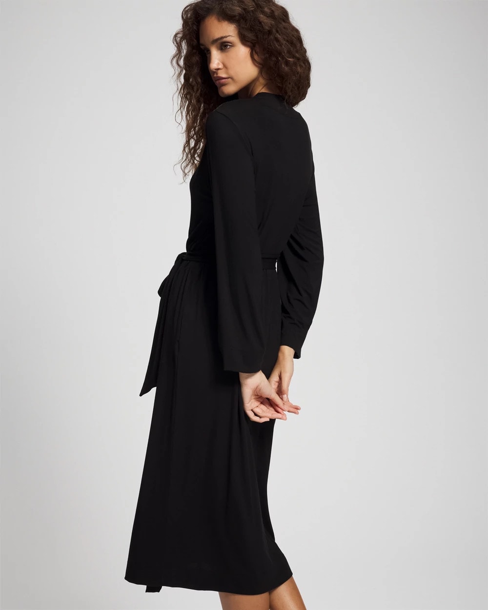 BLACK - Long Robe with Lace | Soma