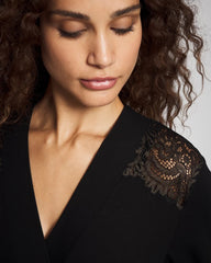 BLACK - Long Robe with Lace | Soma