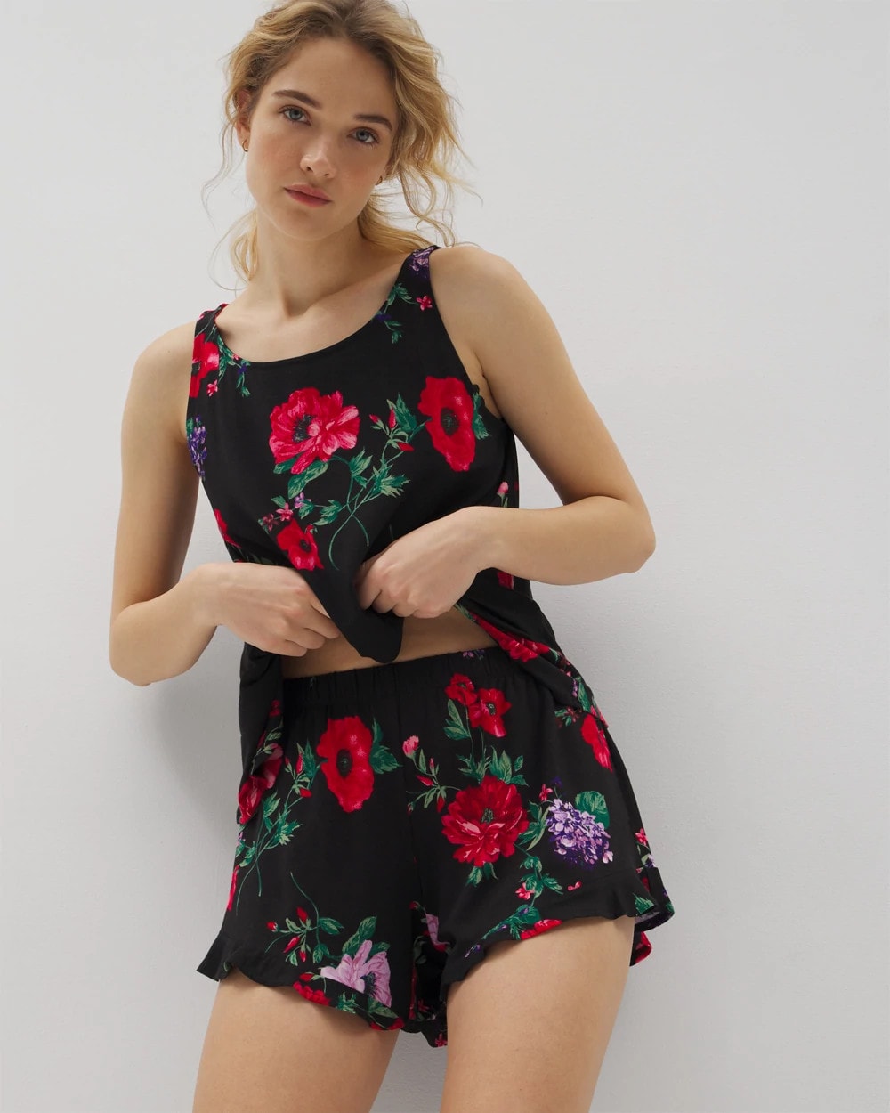 RHAPSODY FLORA BLACK - Ruffle Pajama Shorts | Soma