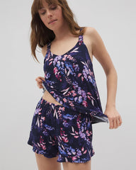 BLOOM BRIGHTLY NAVY - Ruffle Pajama Shorts | Soma