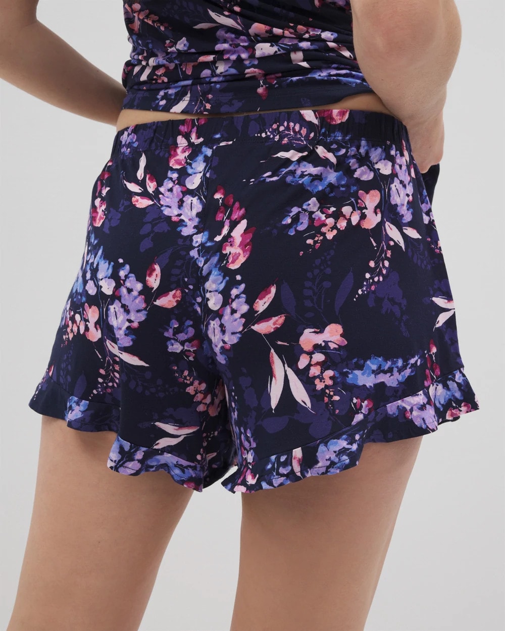 BLOOM BRIGHTLY NAVY - Ruffle Pajama Shorts | Soma