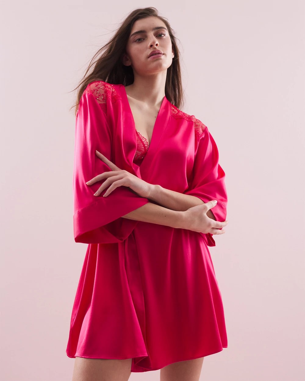 PERFECT PINK - Silk Short Robe | Soma