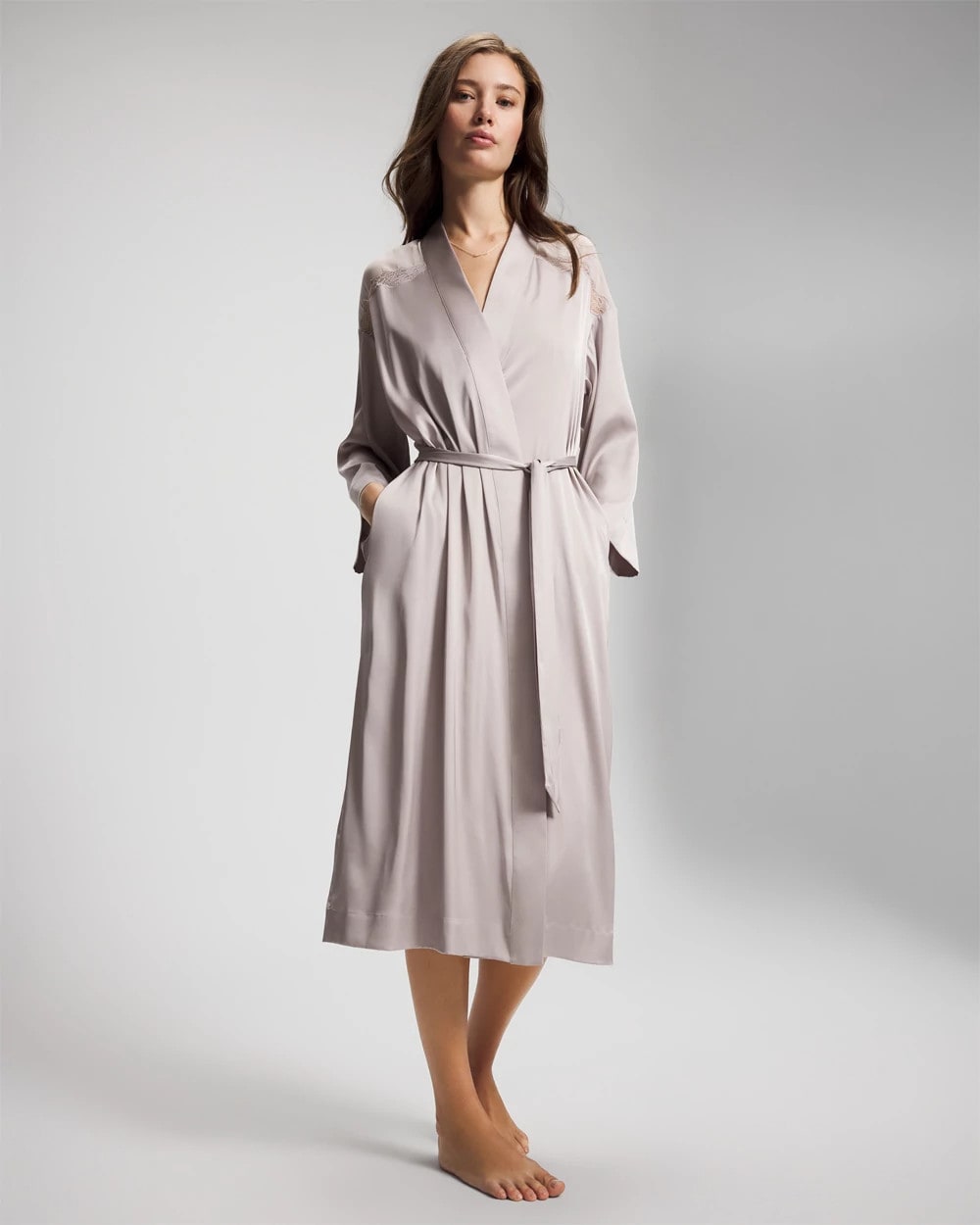 GRAY GLASS - Lace Long Robe | Soma
