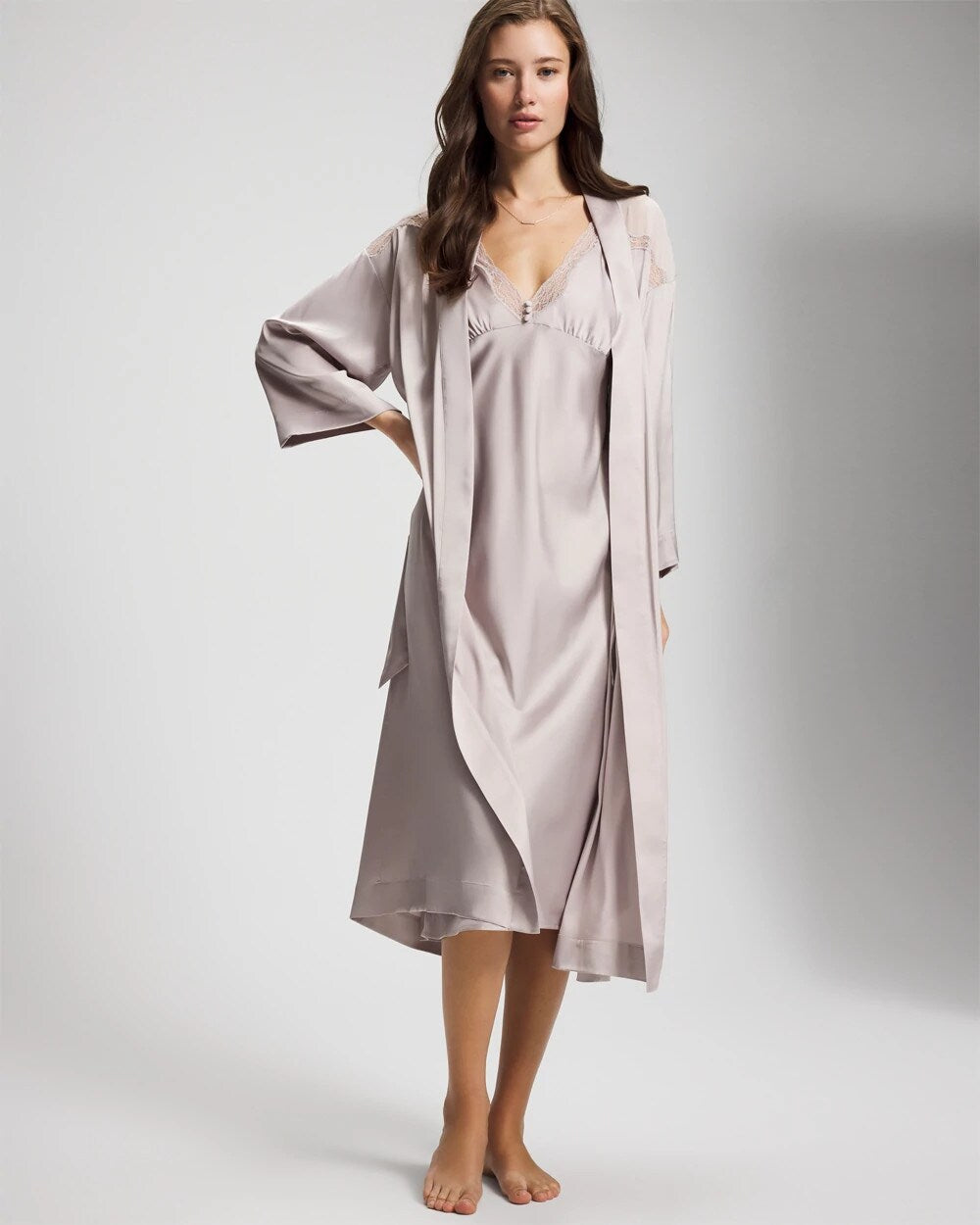 GRAY GLASS - Lace Long Robe | Soma