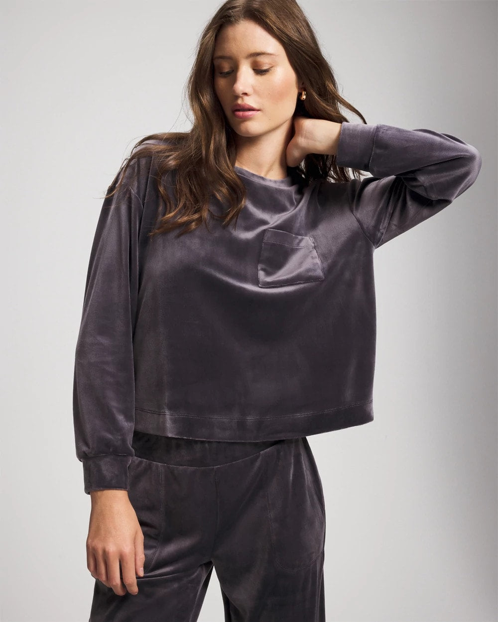 GRAY INK - Velour Crewneck Sweatshirt | Soma