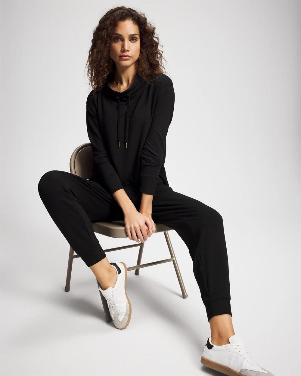 BLACK - Ultrasoft Fleece Relaxed Funnel Neck Sweatshirt | Soma