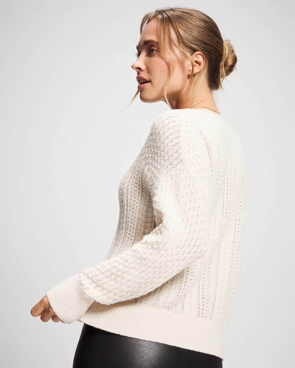 PARCHMENT - Mix Stitch Crew Neck Sweater | Soma
