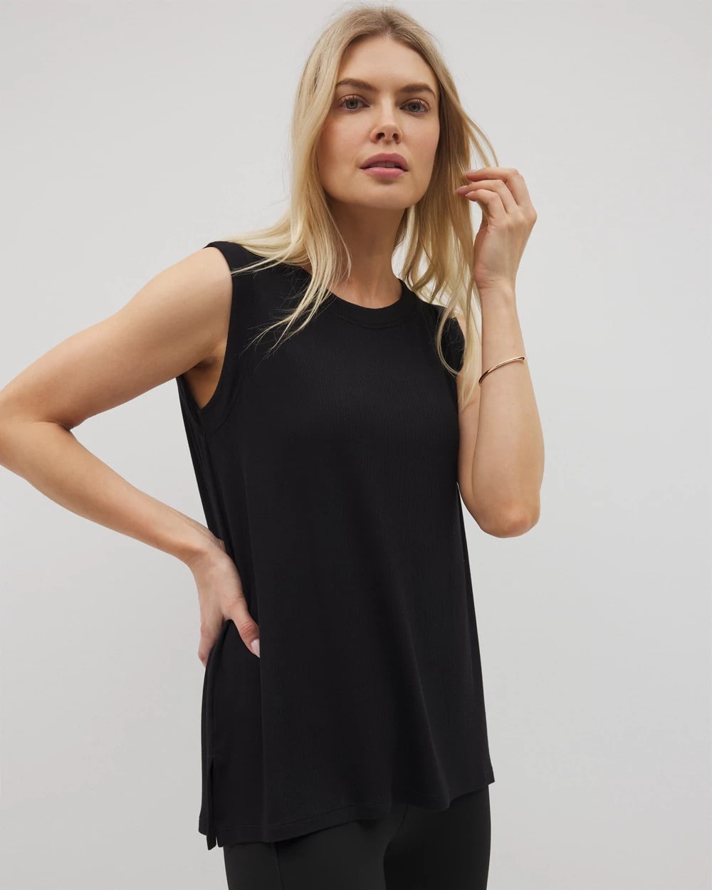 BLACK - Rib Knit Sleeveless Top | Soma