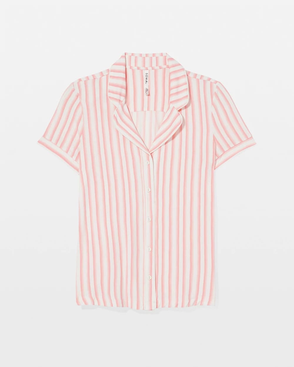 SUNNY STRIPES CHAMPAGNE - Piped Short Sleeve Notch Collar Pajama Top | Soma