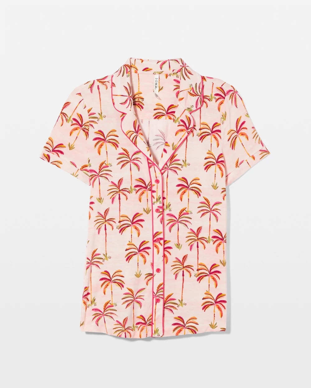 SHAKE YOUR PALM PALMS P - Piped Short Sleeve Notch Collar Pajama Top | Soma
