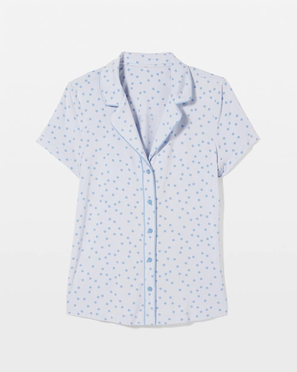 MERRY DOT OCEAN AIR - Piped Short Sleeve Notch Collar Pajama Top | Soma