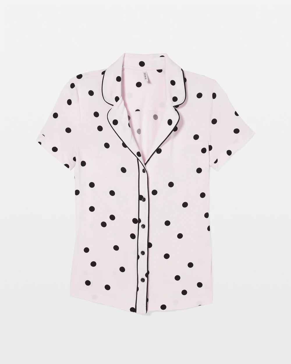 CHEERFUL DOT B SUGAR - Piped Short Sleeve Notch Collar Pajama Top | Soma