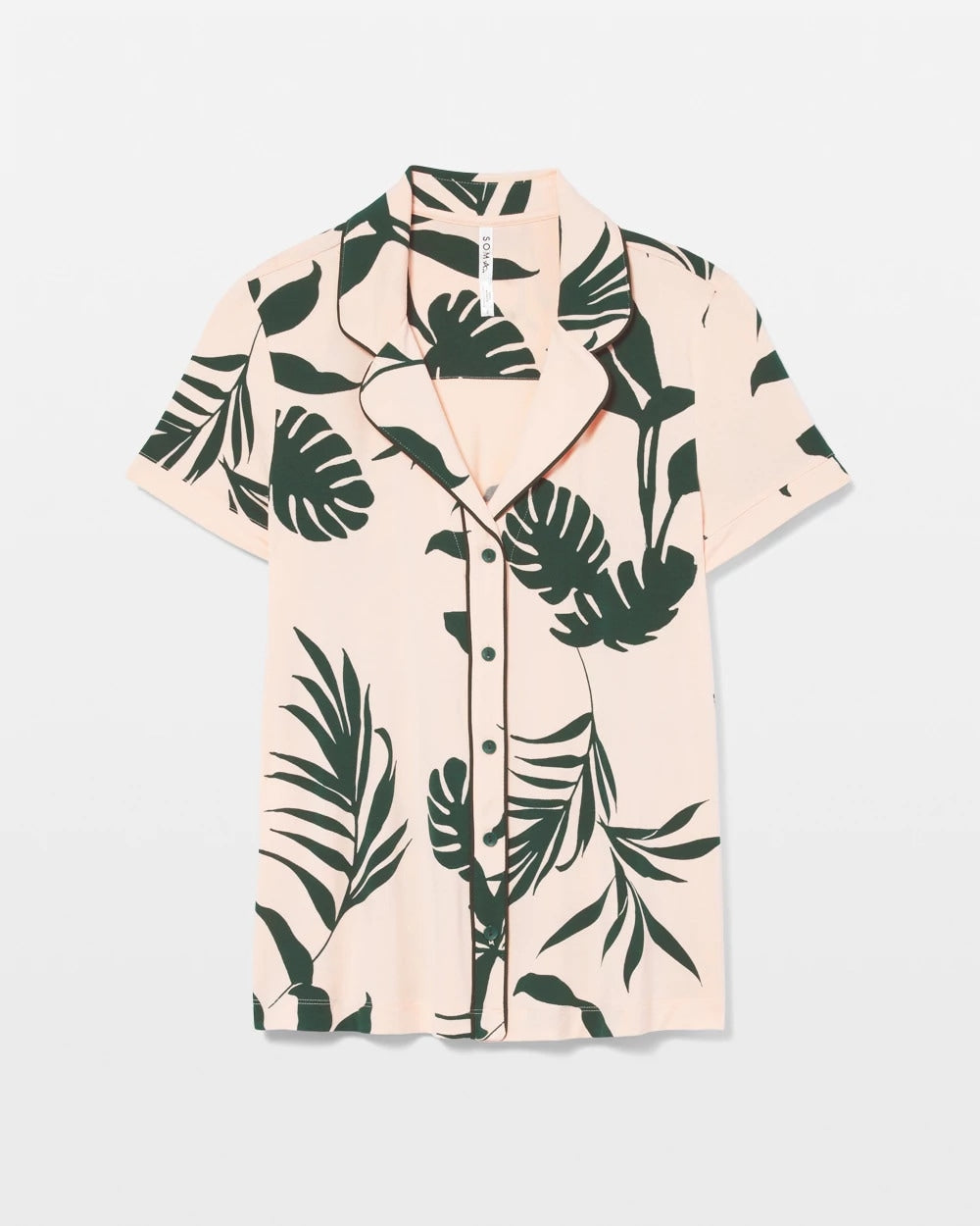 SHADOW FLORA APRICOTTA - Piped Short Sleeve Notch Collar Pajama Top | Soma