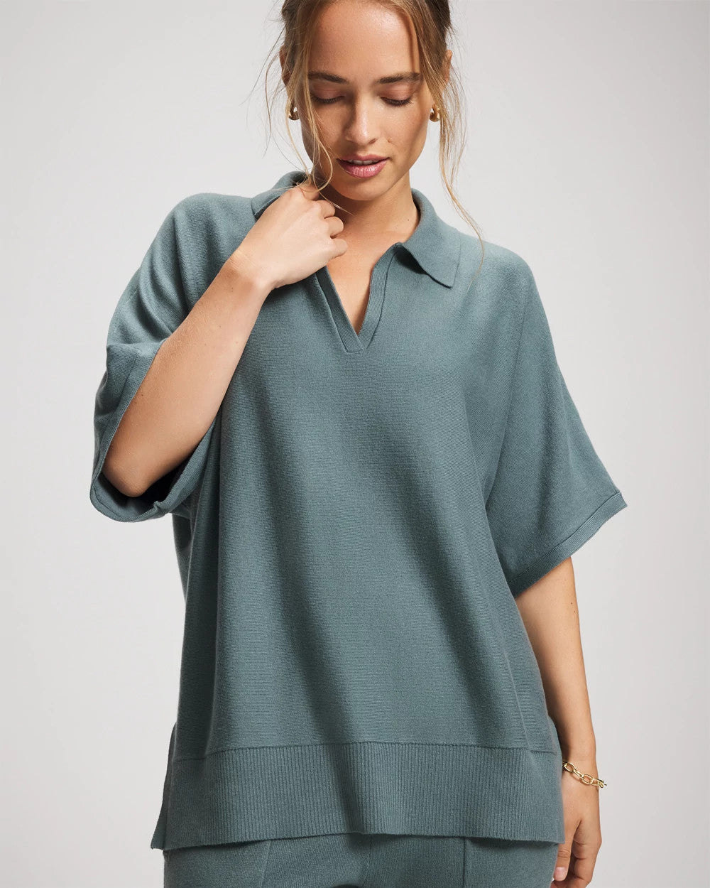 BLUE INSTINCT - Premier Knit Sweater Collared Top | Soma