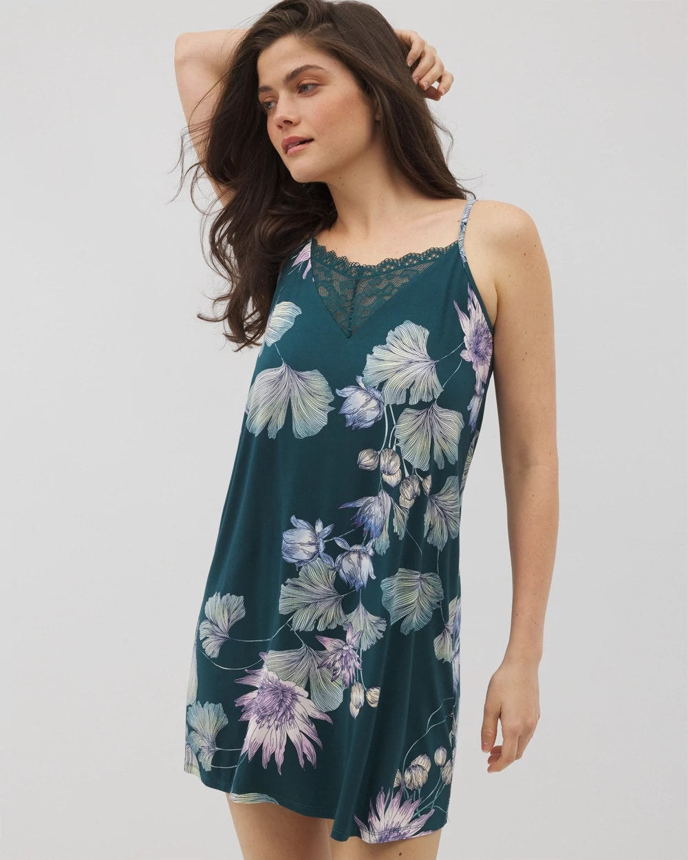 HAVEN BOTANICAL DARK SEA - Lace Trim Chemise | Soma