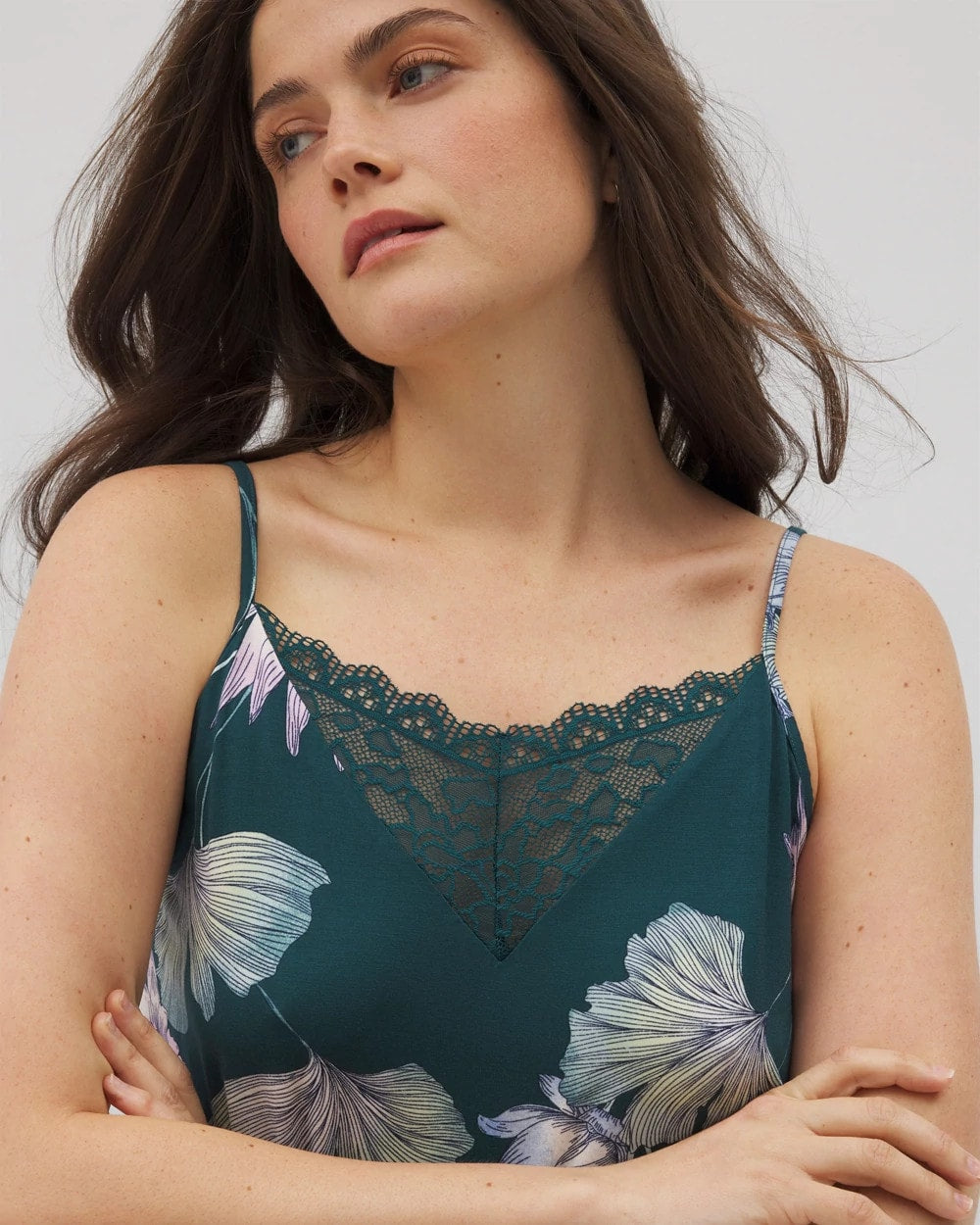 HAVEN BOTANICAL DARK SEA - Lace Trim Chemise | Soma