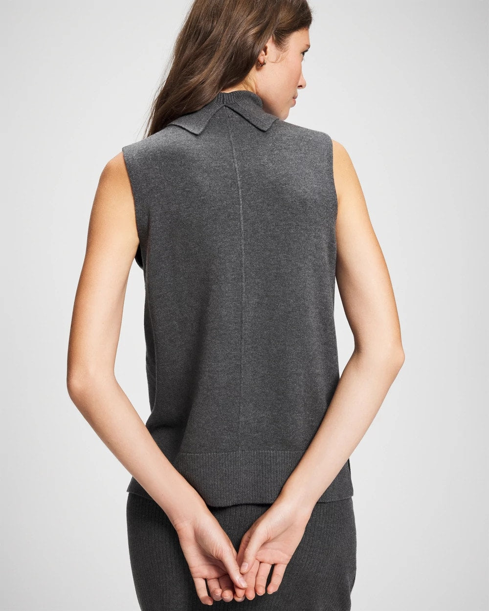 HEATHER QUARTZ - Premier Knit Sweater Turtleneck Sleeveless Top | Soma
