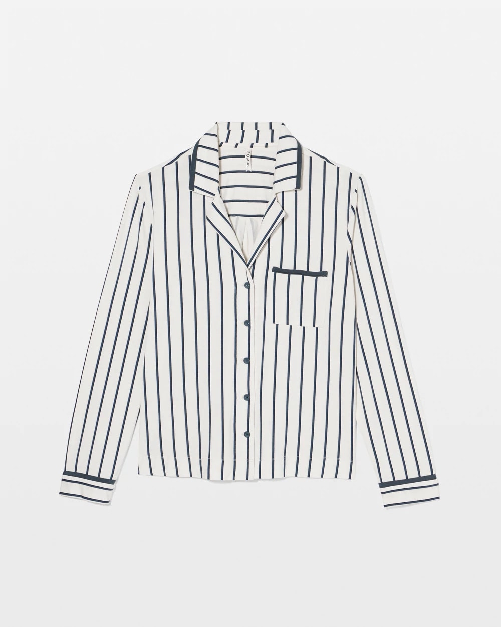 UNWIND STRIPE CHAMPAGNE - Long-Sleeve Notch Collar Pajama Top | Soma