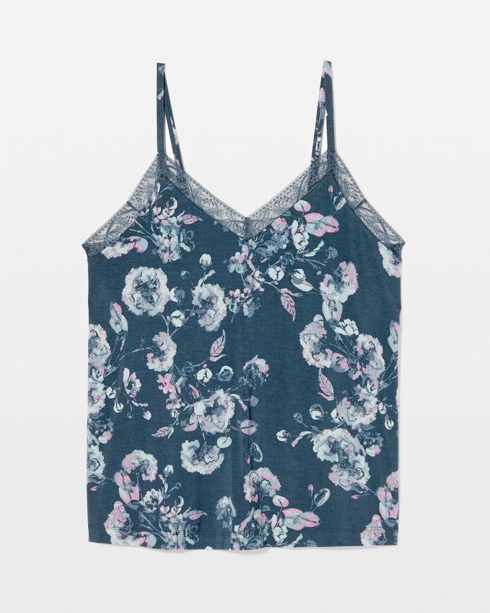 FLORA SHIMMER PETROL - Lace Trim Pajama Cami | Soma