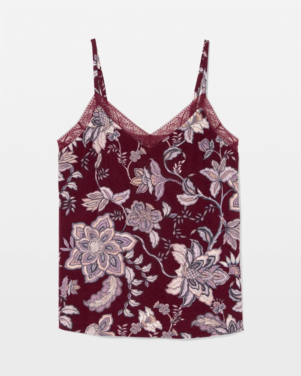 PAISLEY SPLENDOR PLUM - Lace Trim Pajama Cami | Soma