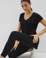 BLACK - Rib Knit V-Neck Tee | Soma