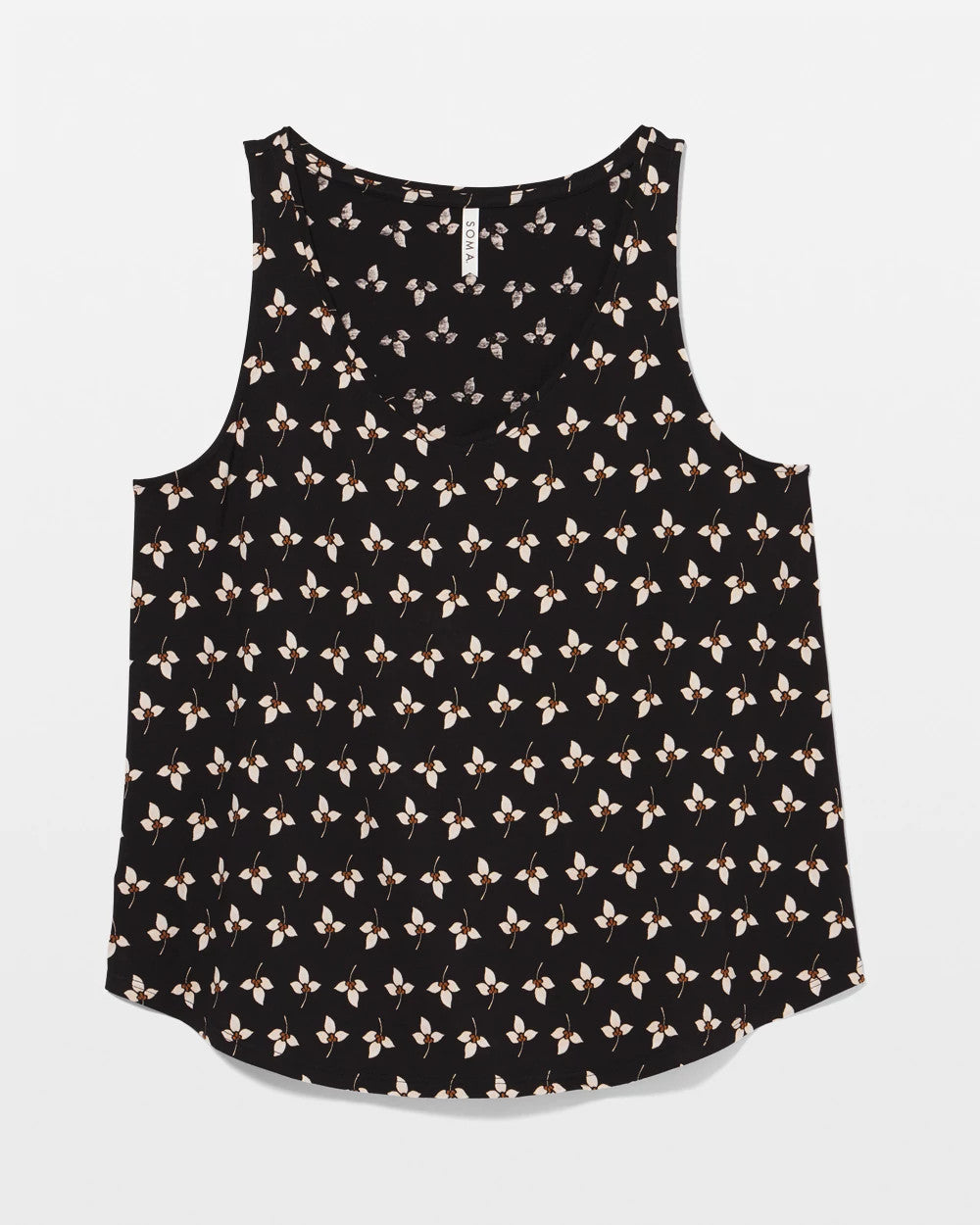 PEACEFUL PETALS BLACK - Printed V-Neck Pajama Tank | Soma