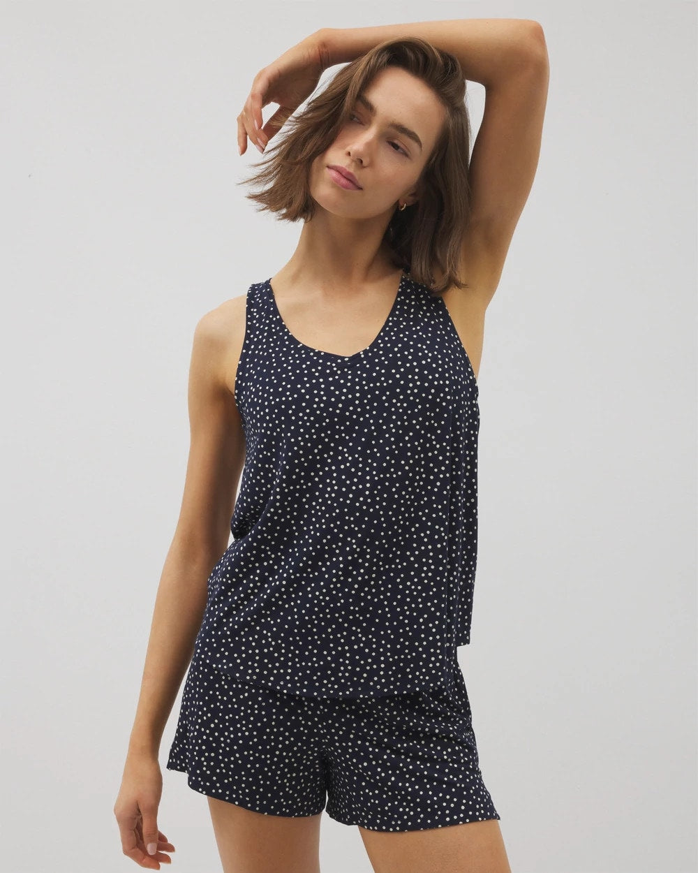 DOT OBSESSED NAVY - Printed V-Neck Pajama Tank | Soma