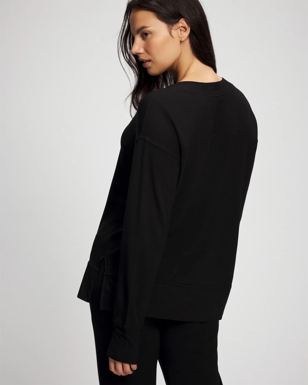 BLACK - Ultrasoft Fleece V-Neck Sweatshirt | Soma