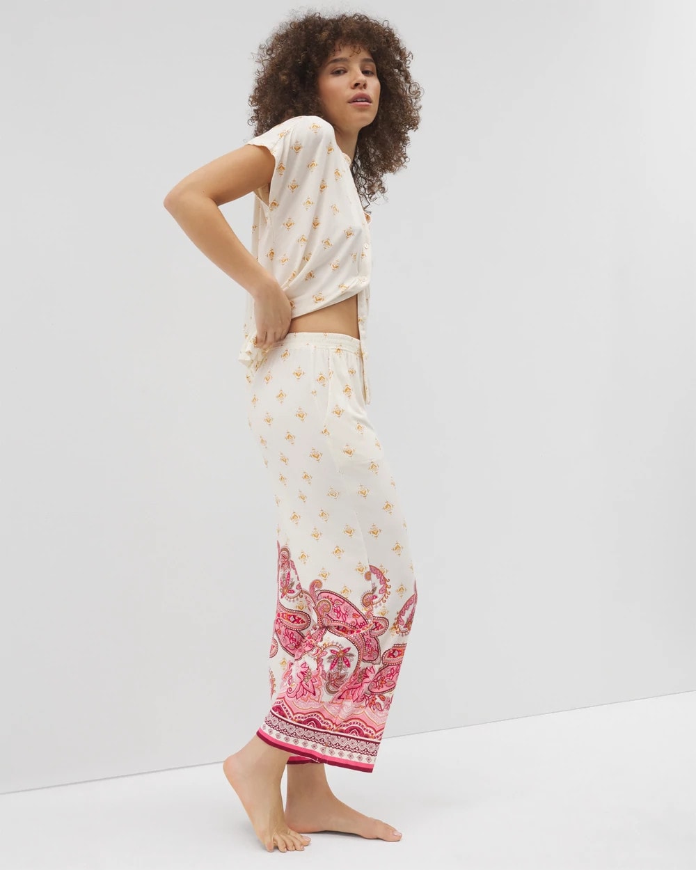 KASHMIR PAISLEY PLCD CH - Cropped Pajama Pants | Soma