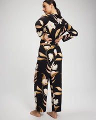 MYSTIC BLOOMS BLACK MID - Satin Trim Pajama Pant | Soma